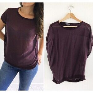 Vince Top Women's Size Medium Burgundy Purple Sheer Silk Minimalist